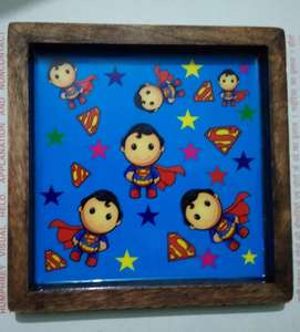 Adhesivo Decorativo Cuadrado Personalizado Ecológico y Colorido con Bandeja de Madera Esmaltada, Patrón Abstracto, Duradero para Uso Doméstico - Product Image 1