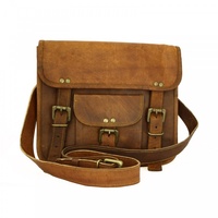 Tas kurir kulit asli uniseks, buatan tangan, Vintage, tas selempang, kancing penutup ritsleting, keling untuk perjalanan kantor