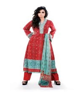 Diseñador de mujeres adultas Shalwar Kameez Algodón Lino y Material de poliéster" - Product Image 1