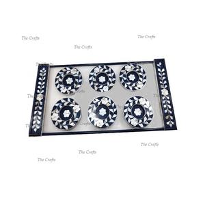 Bandeja de acrílico para servir con posavasos de fregona de madera y asas Bandeja de servicio de utensilios de cocina a precios razonables - Product Image 3