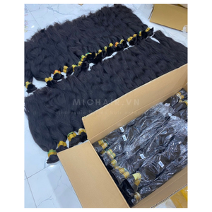 Extensions en vrac Remy humains droites noires de haute qualité cheveux crus alignés sur les cuticules - Product Image 4