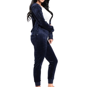Nouveaux survêtements en velours personnalisés OEM – Vêtements de sport ajustés pour femmes, tenue décontractée à manches longues, coupe slim, vente en gros - Product Image 3