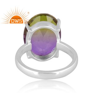 Diseño hecho a mano plata de ley fina Natural Bio Pavo Real doblete cuarzo piedra preciosa anillo apilable fabricante de joyas - Product Image 4