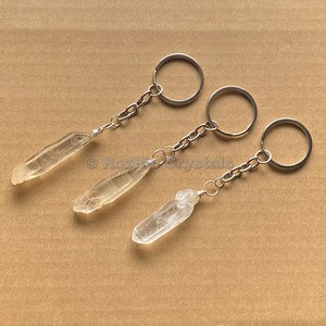 Porte-clés en cristal Quartz naturel, accessoire à chaînette, prix d'usine - Product Image 1
