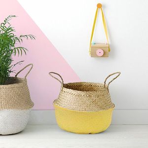 ตะกร้าเก็บหญ้าทะเลขนาดใหญ่ทอมือแฟชั่นพร้อมพู่ปอม - Product Image 5