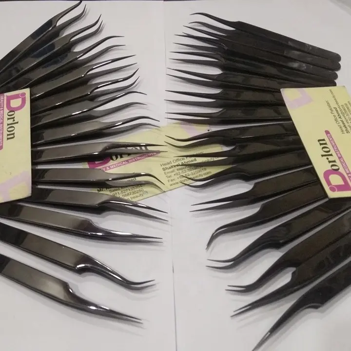 New Black Plasma Color Coated Eyelash Tweezers / Fine Points