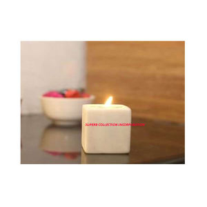 Porte-lampe à thé fait main en marbre carré blanc Décoration de maison de luxe et moderne disponible - Product Image 1