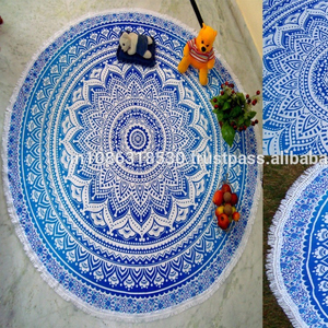 Omre เสื่อโยคะชายหาดมันดาลาโบฮีเมียนพิมพ์ลาย Pom Pom พรมแขวนผนังดีไซน์ทำด้วยมือของตกแต่งห้องนั่งเล่นขายส่งมาก - Product Image 1