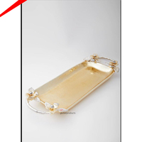 Bandeja de servicio de ramadán de alta calidad, con asas de diseño de nudo dorado, bandeja para Decoración de mesa