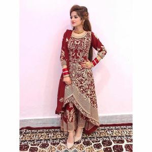 BEAUTIFUL LONG <b>TOP</b> PANT DRESS EMBELLISH EMBROIDERY WITH CRYSTAL GLASS BEADS,DABKA,WORK for Party-WEAR/<b>WEDDING</b>@ 2022 - Product Image 1