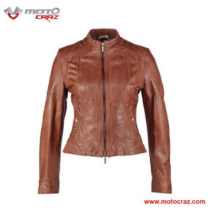 แจ็กเก็ตหนังแท้สำหรับผู้หญิงเสื้อแจ็กเก็ตบอมเบอร์แจ็กเก็ตหนังสำหรับขี่มอเตอร์ไซค์ดีไซน์แฟชั่นตามสั่ง - Product Image 6