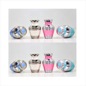 ชุดของทองเหลืองขนาดเล็กที่ระลึกโทเค็นเผาศพโกศมุกสีขาวศพโกศสำหรับขี้เถ้าขี้เถ้าเถ้าเถ้ากระดูกสำหรับเถ้ามนุษย์จากอินเดีย - Product Image 1