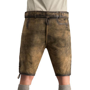 Shorts Lederhosen traditionnels bavarois à motif uni, taille mi-haute, coupe-vent, en cuir de cerf imprimé numériquement, fabriqués au Pakistan - Product Image 2