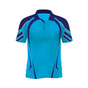 Wholesale Cheap Price New Design Custom 2022 Full Sublimation Mens sky blue and navy Polo Shirt T Shirt