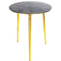 Table d'appoint de luxe avec pieds en métal doré et plateau en aluminium texturé – Table d'appoint moderne pour appartement, salon, décoration intérieure durable
