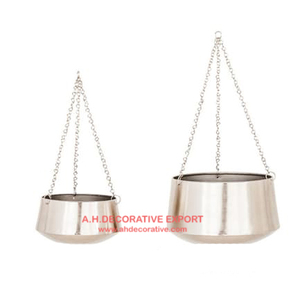 Macetero colgante de Metal con cadena, Juego de 2 macetas de flores chapadas en níquel, decoración de boda - Product Image 1