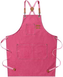 Tablier en cuir véritable et toile imperméable, personnalisé, avec bretelles, pour travail, impression de Logo personnalisé, noir - Product Image 1