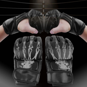 Guantes de Cuero de Alta Calidad para MMA, Boxeo, Grappling, Entrenamiento, Kickboxing, Sparring, Rellenos de Arena, Medios Dedos - Product Image 3