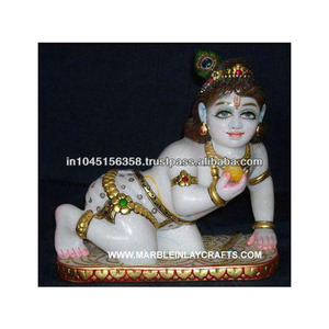 Estatua de mármol de la infancia de Krishna - Product Image 1