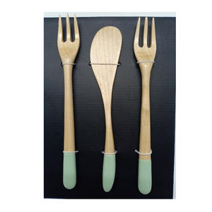 Accesorios de cocina de diseñador Cuchara de madera natural Cuchara de sopa de madera para mezclar y servir sopa Cuchara Juego de cubiertos de madera - Product Image 3