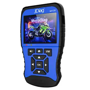 JDIAG M100รถจักรยานยนต์เครื่องสแกนเนอร์เครื่องมือวินิจฉัย12V แบตเตอรี่ OBD OBD2 Moto สแกนรหัส Reader SD การ์ดสี
