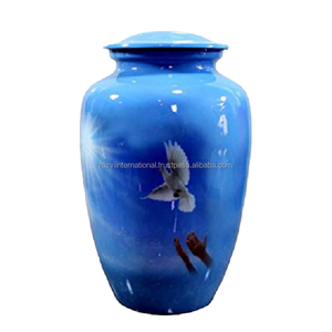 Urna de cremación para adultos de aluminio azul personalizada con capacidad de 220 pulgadas cúbicas para servicios conmemorativos Razvi International - Product Image 3