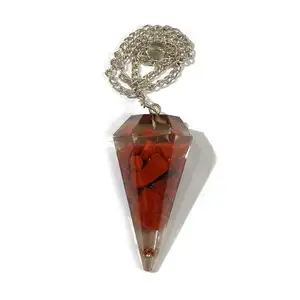 Agate Orgone Jasper merah penyembuhan Pendulum kristal grosir ortonite Dowsing kualitas terbaik Pendulum