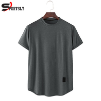 T-shirt décontracté à col rond pour homme Sportsly International 100% coton, logo personnalisé imprimé en sérigraphie, 220g, respirant
