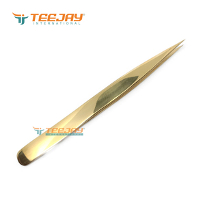 Pinzas de Aislamiento Rectas TEEJAY Plasma Gold con Punta Dentada de Acero Inoxidable, Agarre Perfecto y Punta Fina para Uso en Pestañas y Cejas - Product Image 2