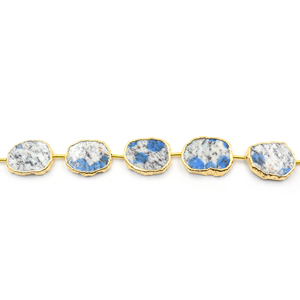 K2 Jasper Uneven Shape 18K Gold Plated Brass Strand 15-17mm Natural Gemstone Straight Drilled 10 Pieces for Jewelry Making - Product Image 2