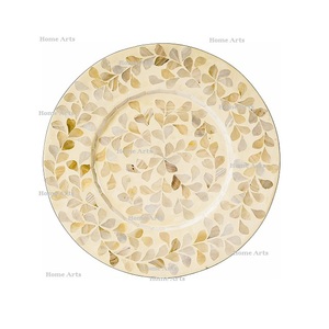 Admirable Design Table Top Charger Plate Fait à la Main Bois Et Mère de Peal Sous Plate Show Plate En Inde - Product Image 1