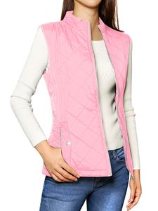 <b>Women's</b> <b>Waistcoat</b> Fashion Clothing Custom Stand Collar Lightweight Gilet Quilted Zip Vest with Pockets - Product Image 4