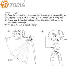 Sbtools เฟืองเครื่องมือตัดแต่งกิ่ง26 ", สำหรับกรรไกรตัด SK5เหล็ก35มม. ความสามารถในการตัดด้ามจับกันลื่นที่จับพลาสติก - Product Image 2