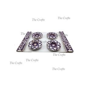 Plateau de service en acrylique et vadrouille au design attrayant avec ensemble de sous-verres Plateau à thé et café personnalisé OEM de la plus haute qualité - Product Image 5