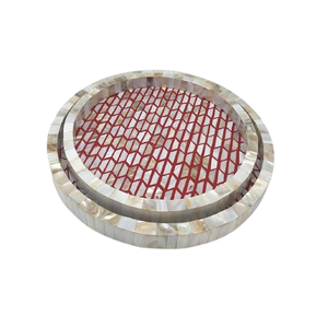 Juego de platos de chocolate de trabajo de mármol y fregona de 2 platos de comida de forma redonda de diferentes tamaños en La India - Product Image 2