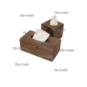 Porte-papier de soie en deux tailles et formes différentes Boîte à serviettes en bois de couleur marron faite à la main pour la vente en gros - Product Image 1