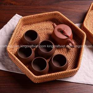 Plateau de service en rotin hexagone naturel tissé de taille personnalisée-Stockage des aliments et artisanat du Vietnam par KING CRAFT VIET - Product Image 3