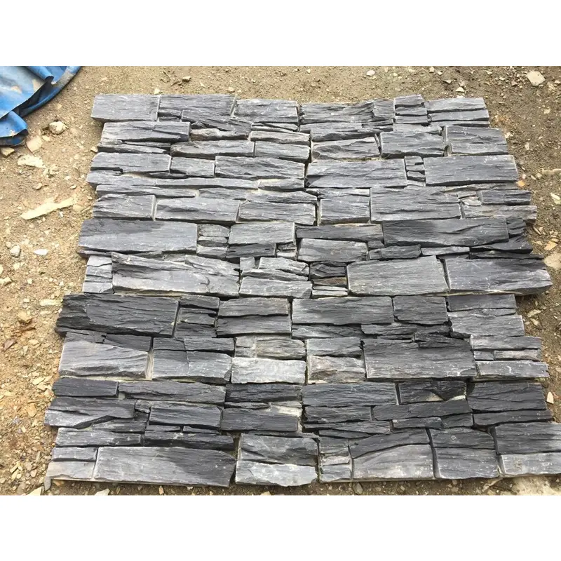 चीनी काले स्लेट सीमेंट संस्कृति पत्थर कगार पत्थर चिमनी दीवार cladding बाहरी