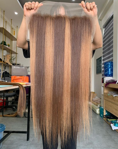 Extensions de cheveux humains vietnamiens naturels et soyeux, tissage simple, lisses et raides, avec closure frontale en dentelle - Product Image 1