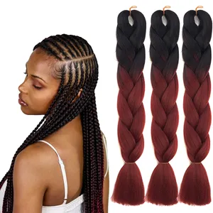 High Quality Synthetic Braiding Hair Bulk Jumbo Braiding Crochet Hair Extensions 24 inch Braiding Hair Wholes for Black Women