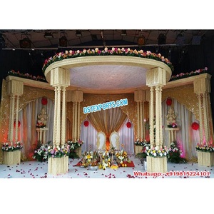 Mandap Trivedi para ceremonia de boda india, triples pilares, decoración de boda india - Product Image 1
