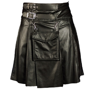 Vêtements en cuir noir de Style écossais, Style Kilt à usage régulier, élégants - Product Image 1
