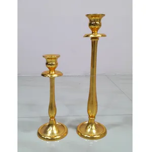 Candelabro Mesa de comedor Portavelas cónico decorativo Soporte de vela de color dorado metálico para decoración de eventos de hogar y hotel