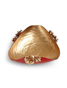 Plateau miroir rond en métal de créateur unique doré Plateaux de rangement élégants au meilleur prix de l'Inde - Product Image 4