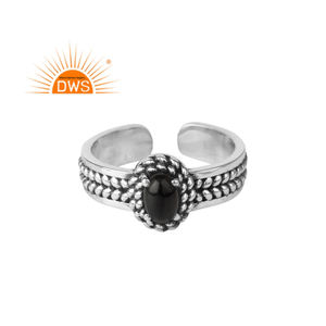 Popular anillo de ónix negro joyería India antigua 925 anillo de plata esterlina anillos de piedras preciosas fabricante colección Vintage - Product Image 1