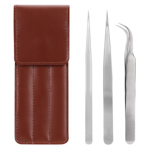 Pakistan Manufactured Stainless Steel Eyelash Tweezer <b>Kit</b> with Custom Logo & Size Options Fine & Perfect Grip Durable & Reusable - Product Image 1