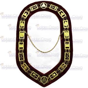 Collar Masónico de Arco Real, Chapado en Oro, Color Personalizado, Talla Personalizada, Unisex, Corona Dorada, GC-5893, En Existencia - Product Image 1