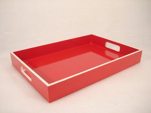 Bandeja de servicio de madera con interior rojo pintado para restaurante Hotel hogar cocina uso - Product Image 3