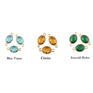 925 Sterling Silver Green Amethyst Gold Vermeil 8x10mm Faceted Oval Shape Bezel Setting Jewelry Making Double Bail Connectors - Product Image 3