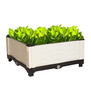 Plastic Square Raised Garden Bed Pflanzer Box Kit Behälter mit Boden für den Anbau/Aussaat von Gemüse, Pflanzen, Kräutern, Blumen